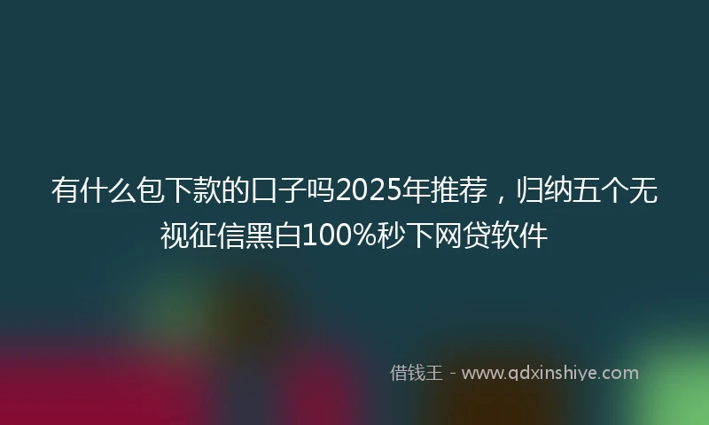 有什么包下款的口子吗2025年推荐，归纳五个无视征信黑白100%秒下网贷软件