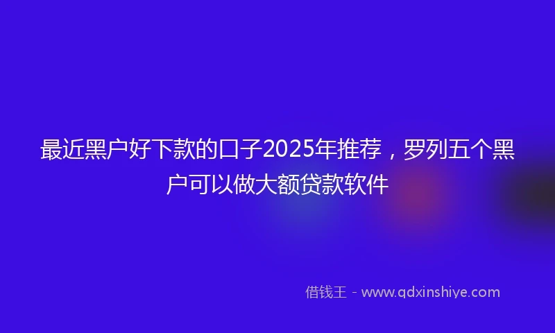 最近黑户好下款的口子2025年推荐，罗列五个黑户可以做大额贷款软件