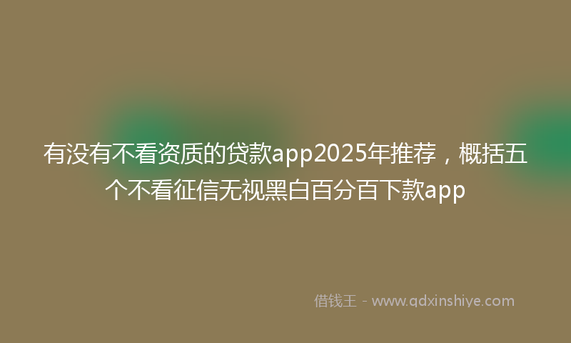 有没有不看资质的贷款app2025年推荐，概括五个不看征信无视黑白百分百下款app