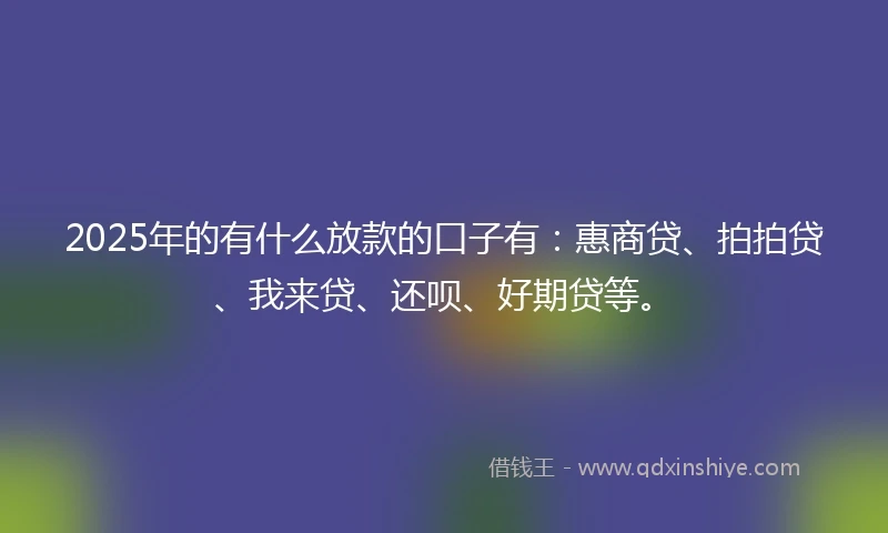 2025年的有什么放款的口子有：惠商贷、拍拍贷、我来贷、还呗、好期贷等。