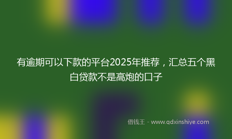 有逾期可以下款的平台2025年推荐，汇总五个黑白贷款不是高炮的口子