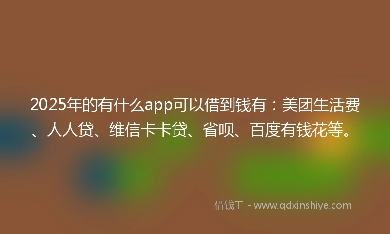 2025年的有什么app可以借到钱有：美团生活费、人人贷、维信卡卡贷、省呗、百度有钱花等。