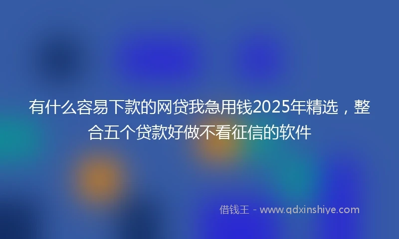 有什么容易下款的网贷我急用钱2025年精选，整合五个贷款好做不看征信的软件