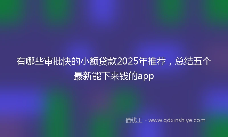 有哪些审批快的小额贷款2025年推荐，总结五个最新能下来钱的app