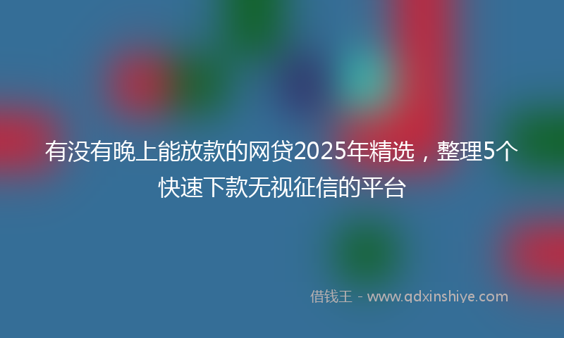 有没有晚上能放款的网贷2025年精选,整理5个快速下款无视征信的平台