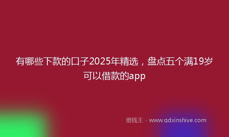 有哪些下款的口子2025年精选，盘点五个满19岁可以借款的app