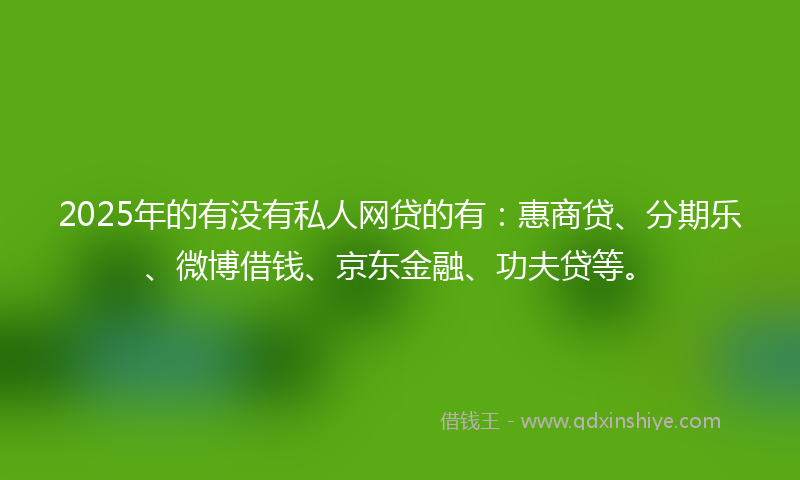 2025年的有没有私人网贷的有：惠商贷、分期乐、微博借钱、京东金融、功夫贷等。