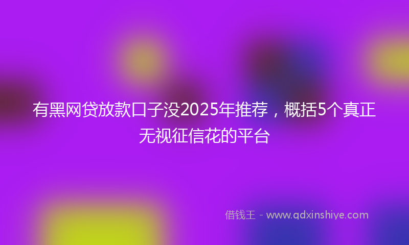 有黑网贷放款口子没2025年推荐，概括5个真正无视征信花的平台