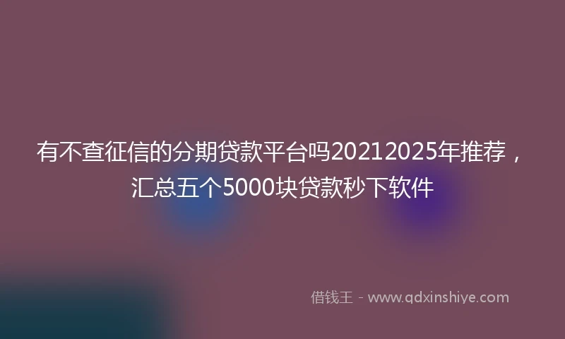 有不查征信的分期贷款平台吗20212025年推荐，汇总五个5000块贷款秒下软件