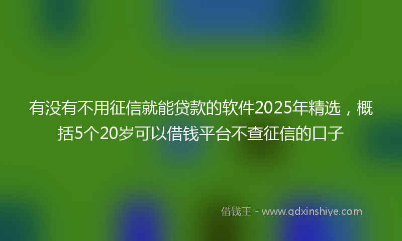 有没有不用征信就能贷款的软件2025年精选，概括5个20岁可以借钱平台不查征信的口子