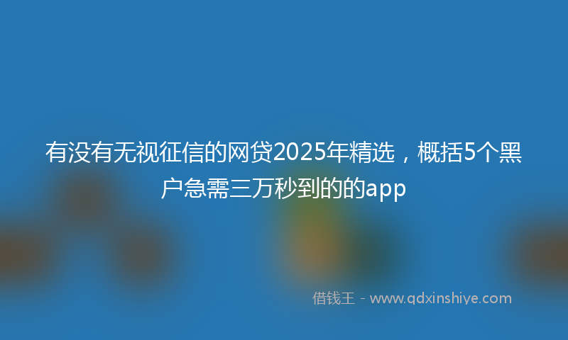 有没有无视征信的网贷2025年精选，概括5个黑户急需三万秒到的的app