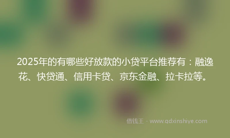 2025年的有哪些好放款的小贷平台推荐有：融逸花、快贷通、信用卡贷、京东金融、拉卡拉等。