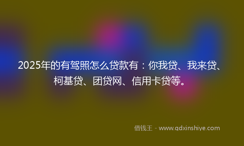 2025年的有驾照怎么贷款有：你我贷、我来贷、柯基贷、团贷网、信用卡贷等。