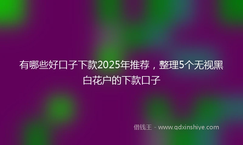 有哪些好口子下款2025年推荐，整理5个无视黑白花户的下款口子