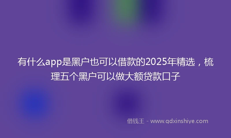 有什么app是黑户也可以借款的2025年精选,梳理五个黑户可以做大额贷款口子