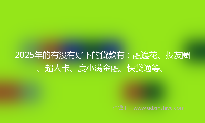 2025年的有没有好下的贷款有：融逸花、投友圈、超人卡、度小满金融、快贷通等。