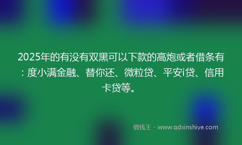 2025年的有没有双黑可以下款的高炮或者借条有：度小满金融、替你还、微粒贷、平安i贷、信用卡贷等。