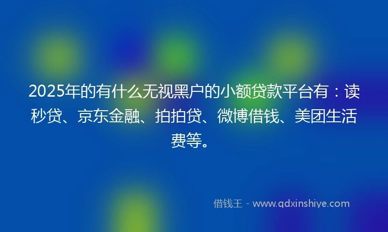 2025年的有什么无视黑户的小额贷款平台有：读秒贷、京东金融、拍拍贷、微博借钱、美团生活费等。