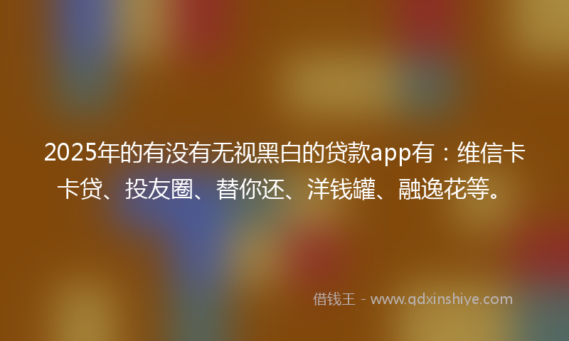 2025年的有没有无视黑白的贷款app有：维信卡卡贷、投友圈、替你还、洋钱罐、融逸花等。