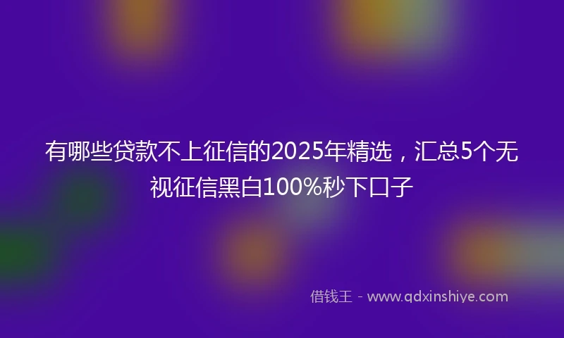 有哪些贷款不上征信的2025年精选，汇总5个无视征信黑白100%秒下口子