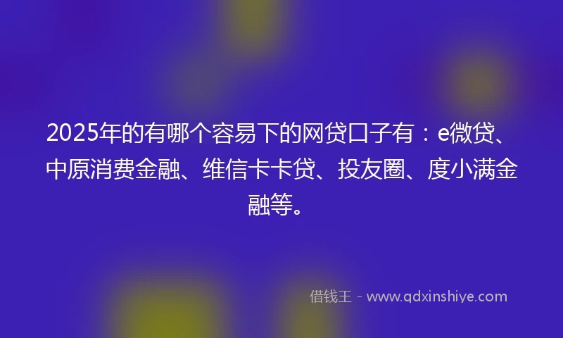 2025年的有哪个容易下的网贷口子有：e微贷、中原消费金融、维信卡卡贷、投友圈、度小满金融等。