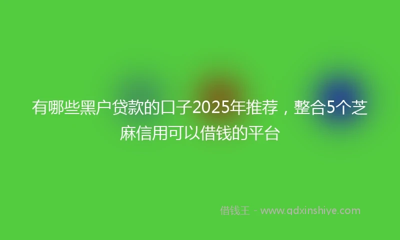 有哪些黑户贷款的口子2025年推荐，整合5个芝麻信用可以借钱的平台