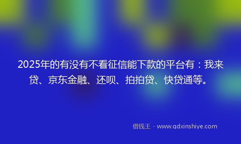 2025年的有没有不看征信能下款的平台有：我来贷、京东金融、还呗、拍拍贷、快贷通等。