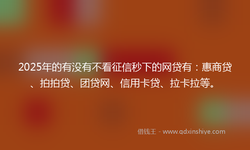 2025年的有没有不看征信秒下的网贷有：惠商贷、拍拍贷、团贷网、信用卡贷、拉卡拉等。