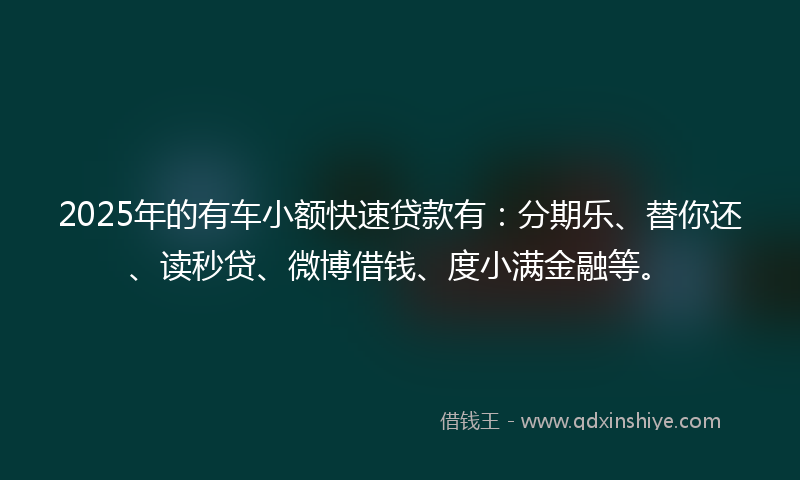 2025年的有车小额快速贷款有：分期乐、替你还、读秒贷、微博借钱、度小满金融等。
