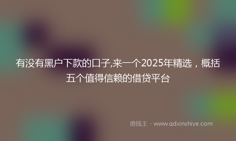 有没有黑户下款的口子,来一个2025年精选，概括五个值得信赖的借贷平台