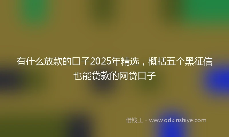 有什么放款的口子2025年精选，概括五个黑征信也能贷款的网贷口子