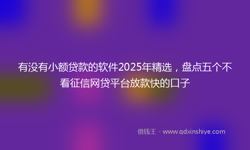 有没有小额贷款的软件2025年精选，盘点五个不看征信网贷平台放款快的口子