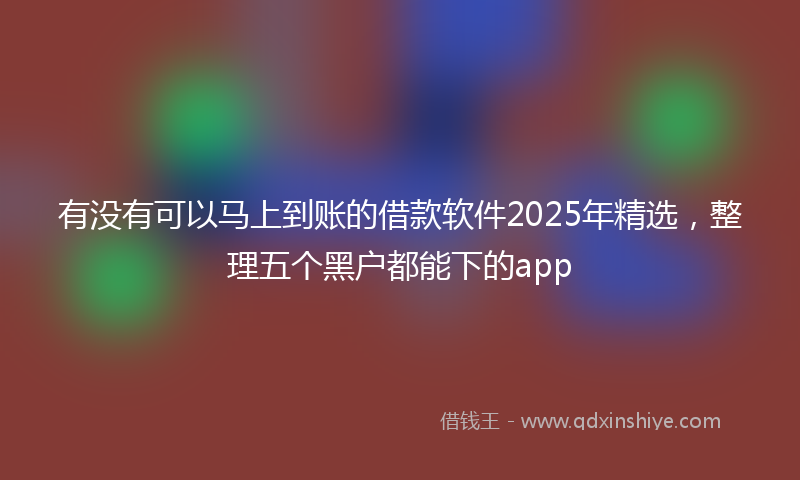 有没有可以马上到账的借款软件2025年精选，整理五个黑户都能下的app