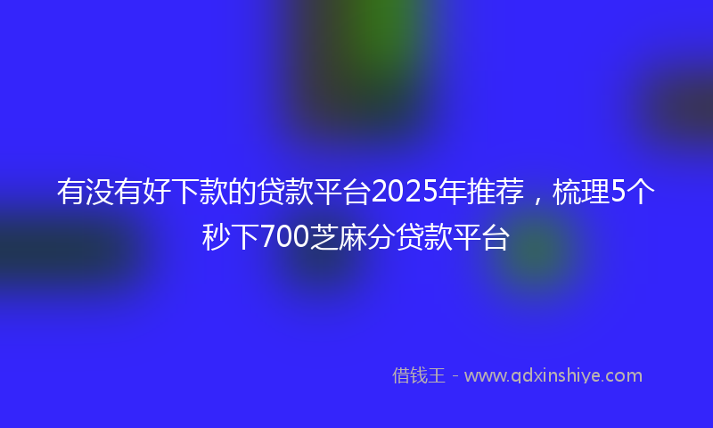 有没有好下款的贷款平台2025年推荐，梳理5个秒下700芝麻分贷款平台