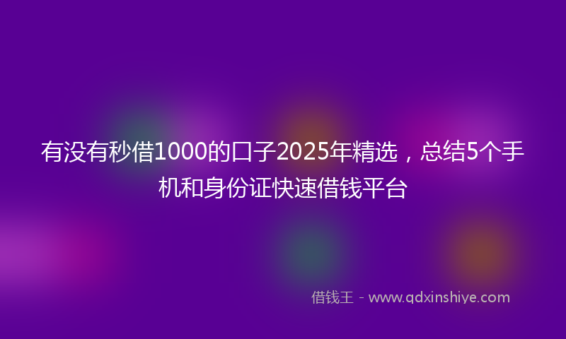 有没有秒借1000的口子2025年精选，总结5个手机和身份证快速借钱平台
