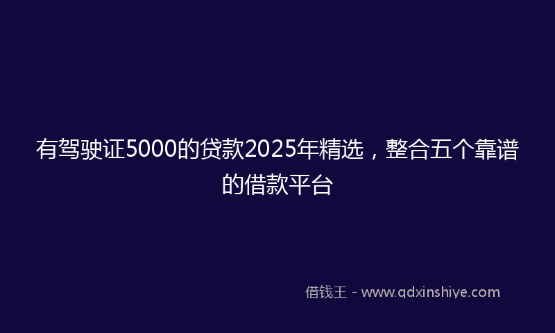 有驾驶证5000的贷款2025年精选，整合五个靠谱的借款平台