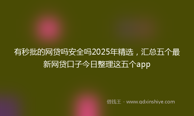 有秒批的网贷吗安全吗2025年精选，汇总五个最新网贷口子今日整理这五个app