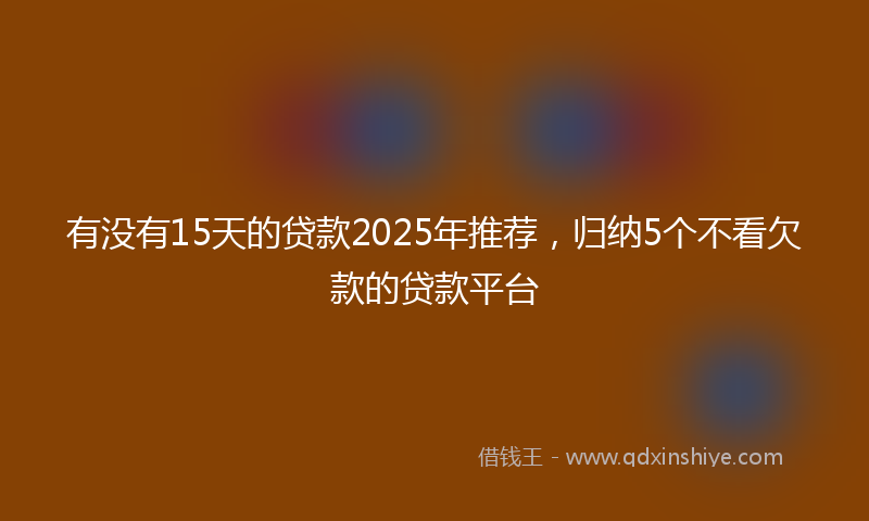 有没有15天的贷款2025年推荐，归纳5个不看欠款的贷款平台