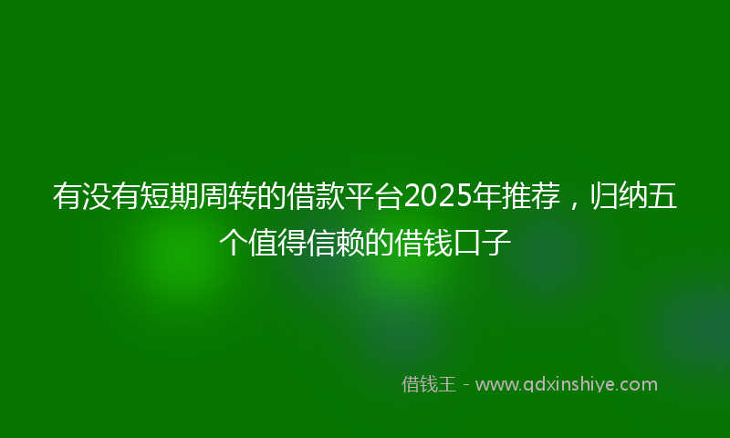 有没有短期周转的借款平台2025年推荐，归纳五个值得信赖的借钱口子