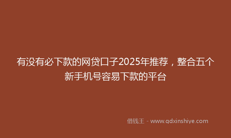 有没有必下款的网贷口子2025年推荐，整合五个新手机号容易下款的平台