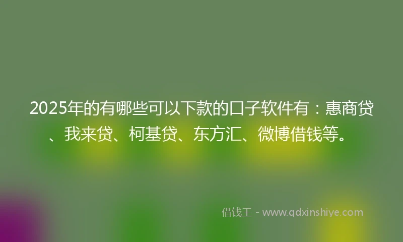 2025年的有哪些可以下款的口子软件有：惠商贷、我来贷、柯基贷、东方汇、微博借钱等。