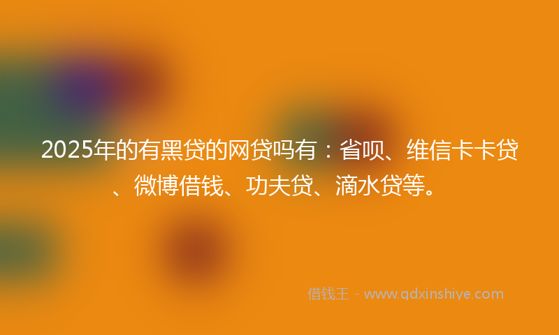 2025年的有黑贷的网贷吗有：省呗、维信卡卡贷、微博借钱、功夫贷、滴水贷等。