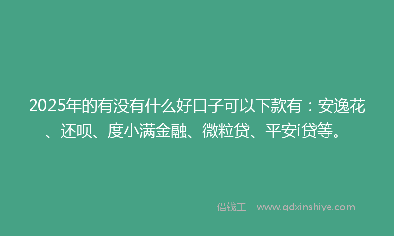 2025年的有没有什么好口子可以下款有：安逸花、还呗、度小满金融、微粒贷、平安i贷等。