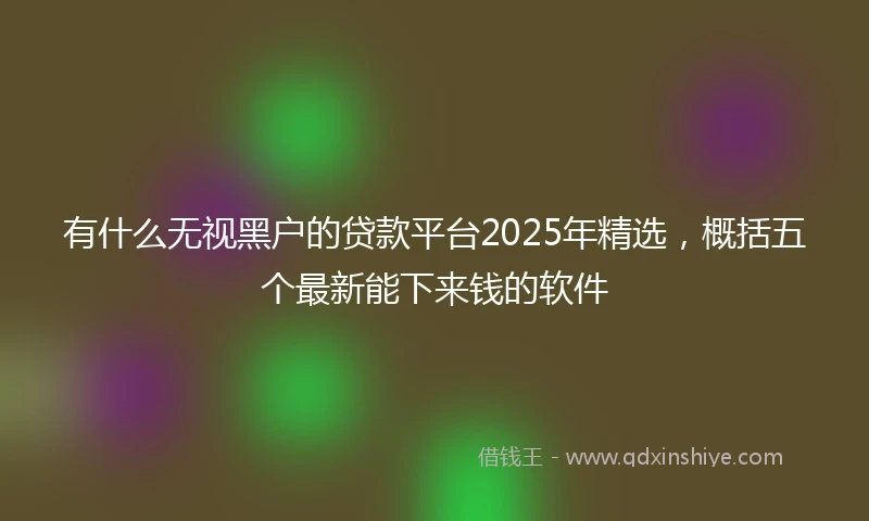 有什么无视黑户的贷款平台2025年精选，概括五个最新能下来钱的软件