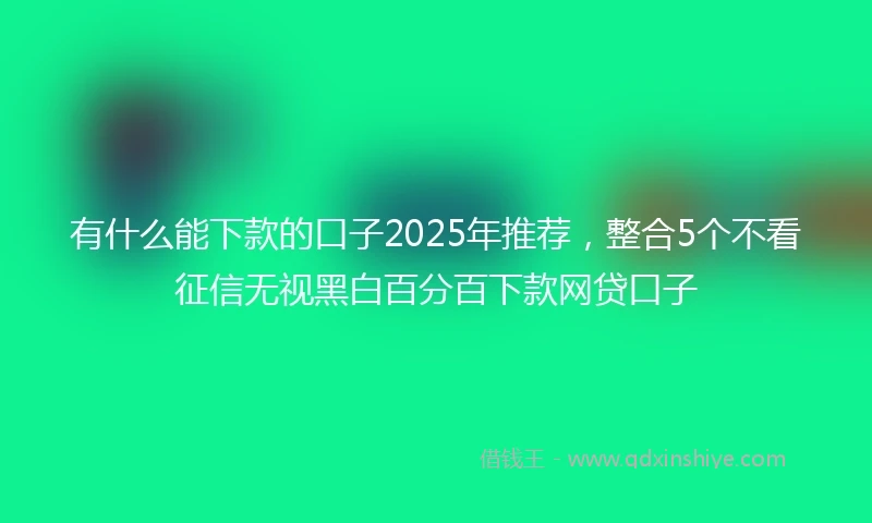 有什么能下款的口子2025年推荐，整合5个不看征信无视黑白百分百下款网贷口子