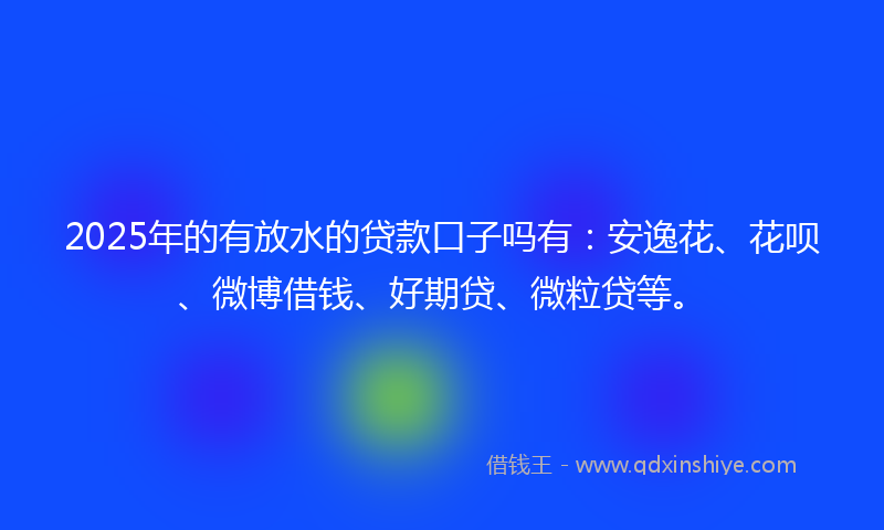 2025年的有放水的贷款口子吗有：安逸花、花呗、微博借钱、好期贷、微粒贷等。