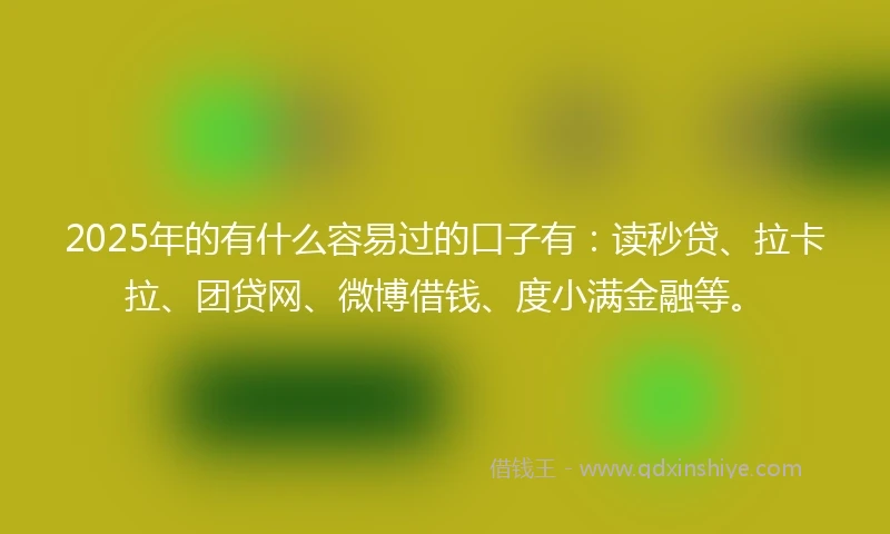 2025年的有什么容易过的口子有：读秒贷、拉卡拉、团贷网、微博借钱、度小满金融等。