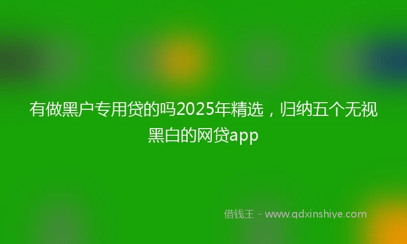 有做黑户专用贷的吗2025年精选，归纳五个无视黑白的网贷app