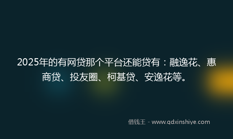 2025年的有网贷那个平台还能贷有：融逸花、惠商贷、投友圈、柯基贷、安逸花等。
