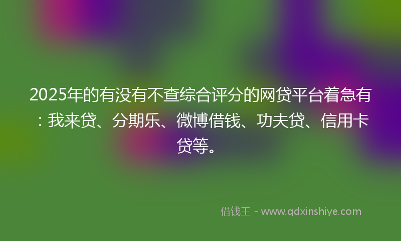 2025年的有没有不查综合评分的网贷平台着急有：我来贷、分期乐、微博借钱、功夫贷、信用卡贷等。